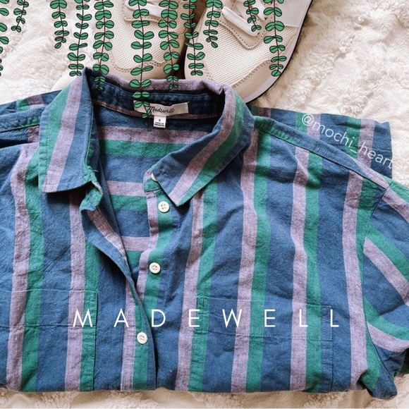 Madewell Cropped Boxy Striped Beachside Shirt - Picture 1 of 7